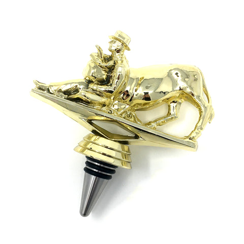 IKC Design Bull Dogger Trophy Wine Bottle Stopper with Stainless Steel Base