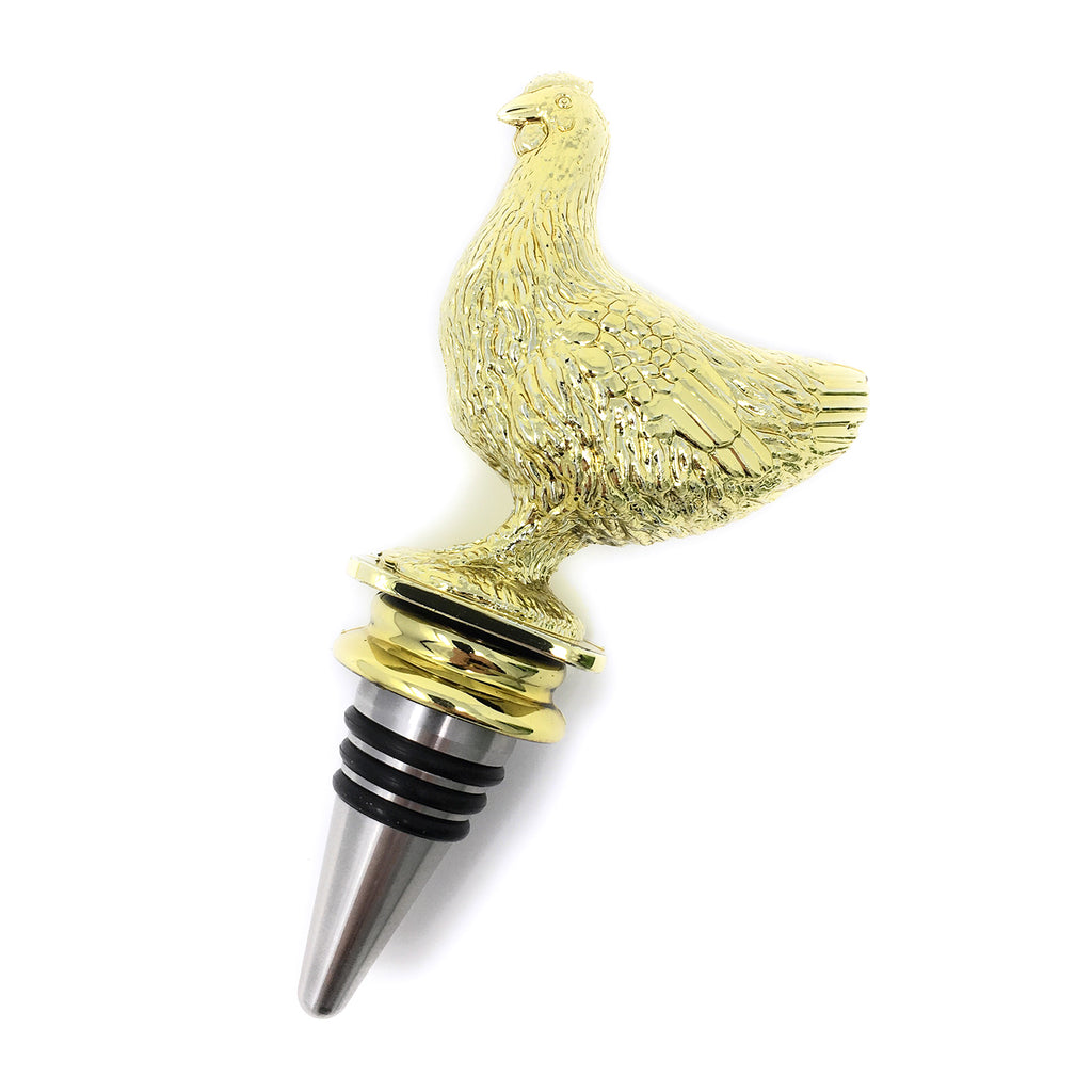 IKC Design Chicken Trophy Wine Bottle Stopper with Stainless Steel Base