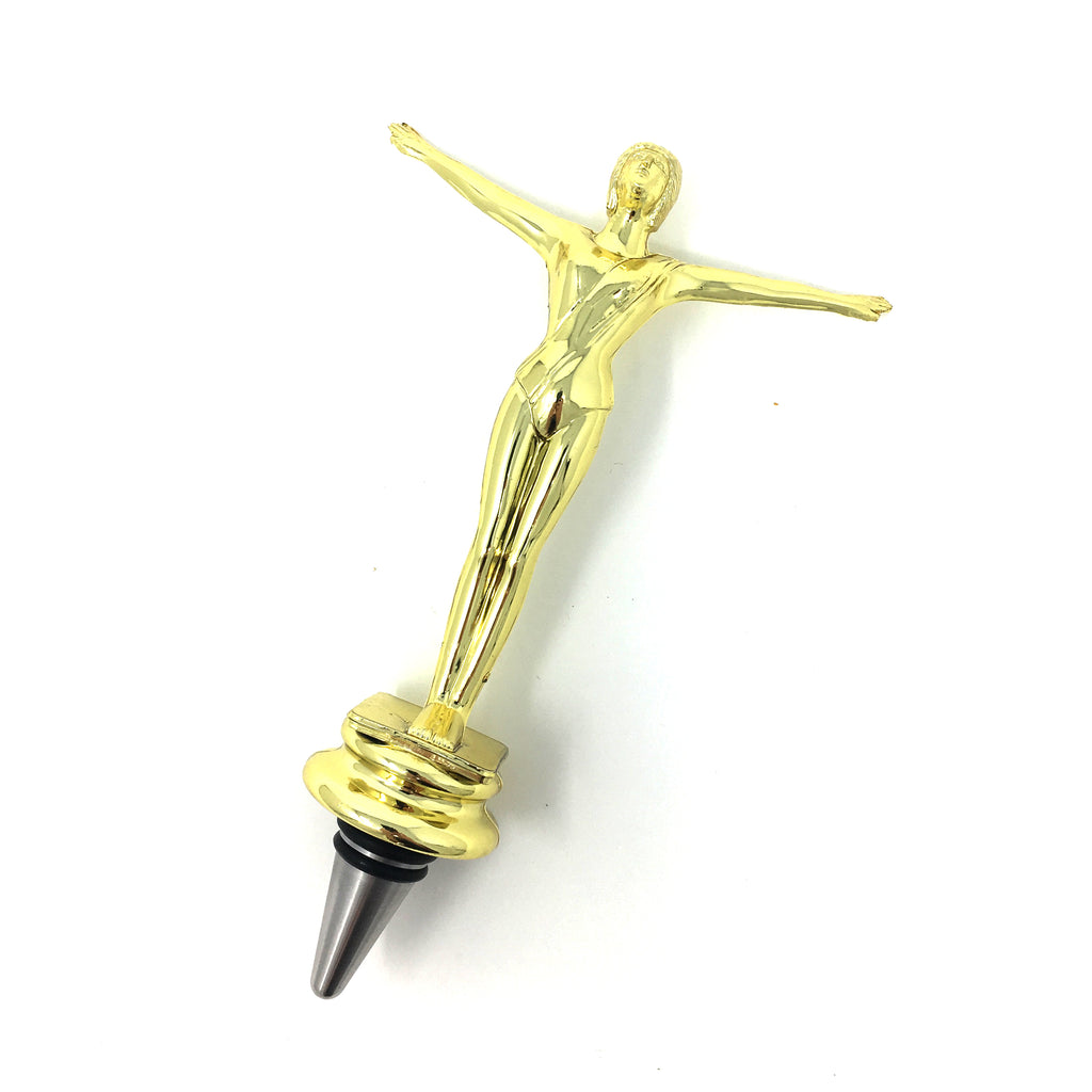 IKC Design Gymnast Trophy Wine Bottle Stopper with Stainless Steel Base