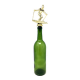IKC Design Skiing Trophy Wine Bottle Stopper with Stainless Steel Base