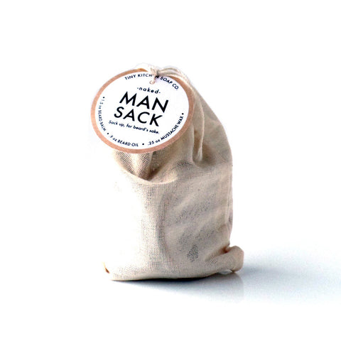 Tiny Kitchen Soap Co. Naked (Fragrance Free) Man Sack Organic Beard Grooming Kit
