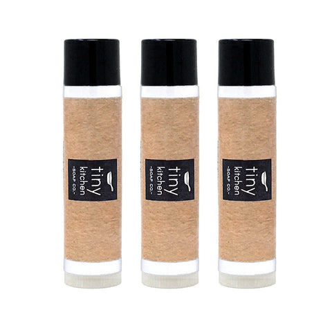 Tiny Kitchen Soap Co. Naked (Fragrance-Free) All Natural Beeswax Lip Balm - 3 PACK